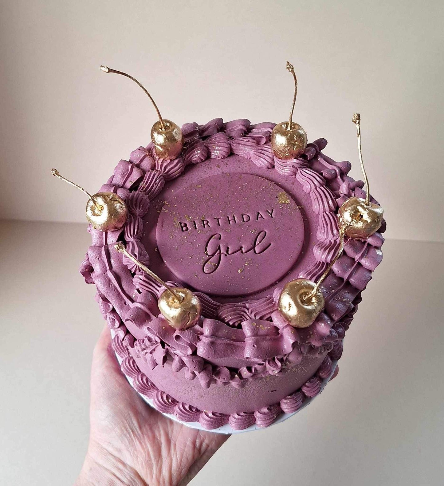 Golden cherry vintage cake.