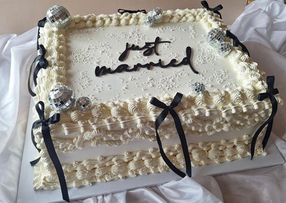 Rectangular vintage wedding or celebration cake