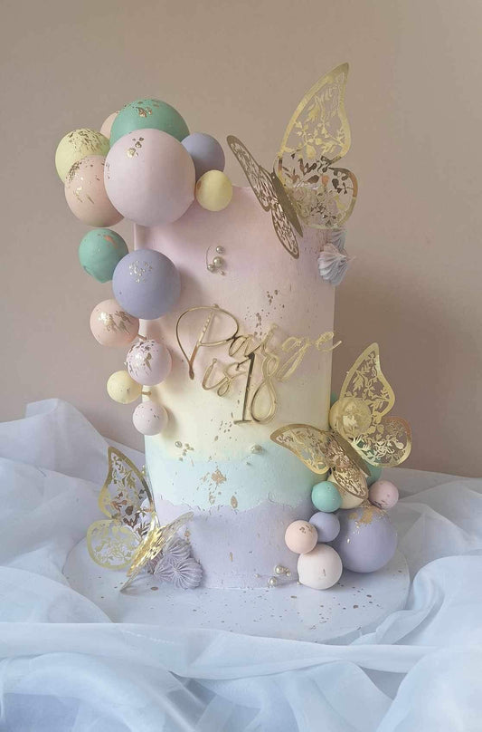 Pastel butterfly birthday cake