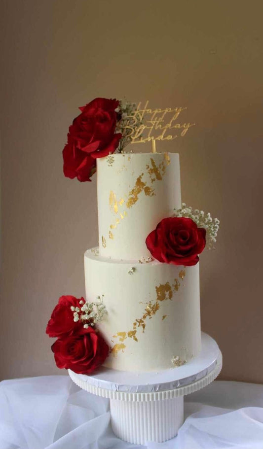 Two tier rose celebration cake